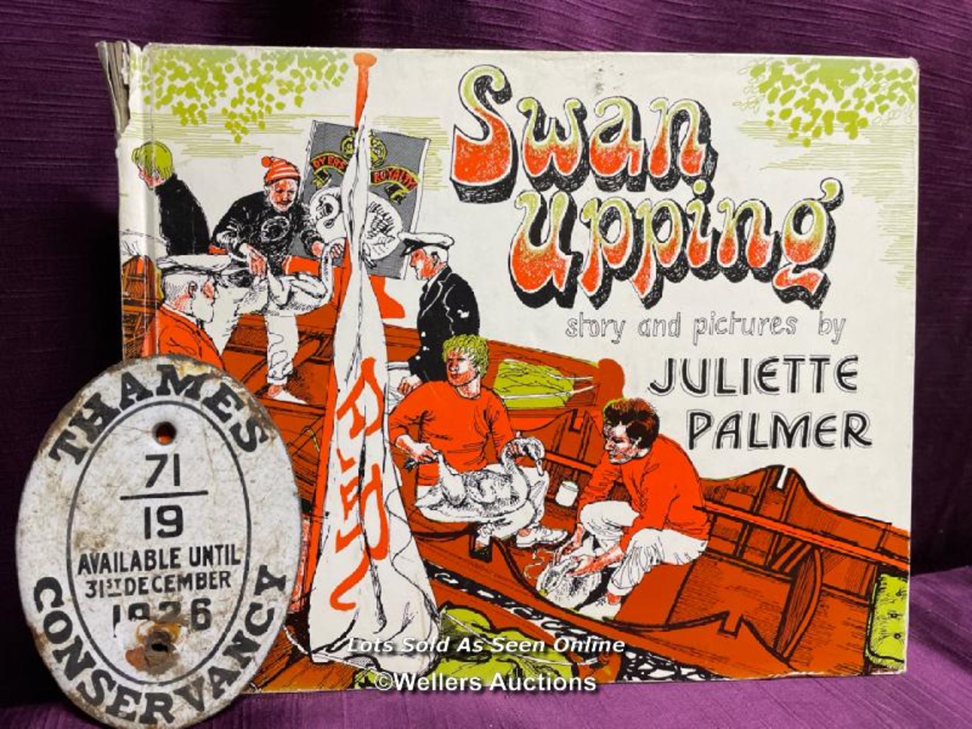 1974 SWAN UPPING BY JULIETTE PALMER, NICELY ILLUSTRATED, FEATURES LOTS OF LOCAL CELEBRITIES INC.