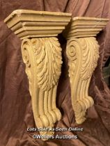 PAIR OF 19TH CENTURY PLASTER CORBELS, HEIGHT 79CM