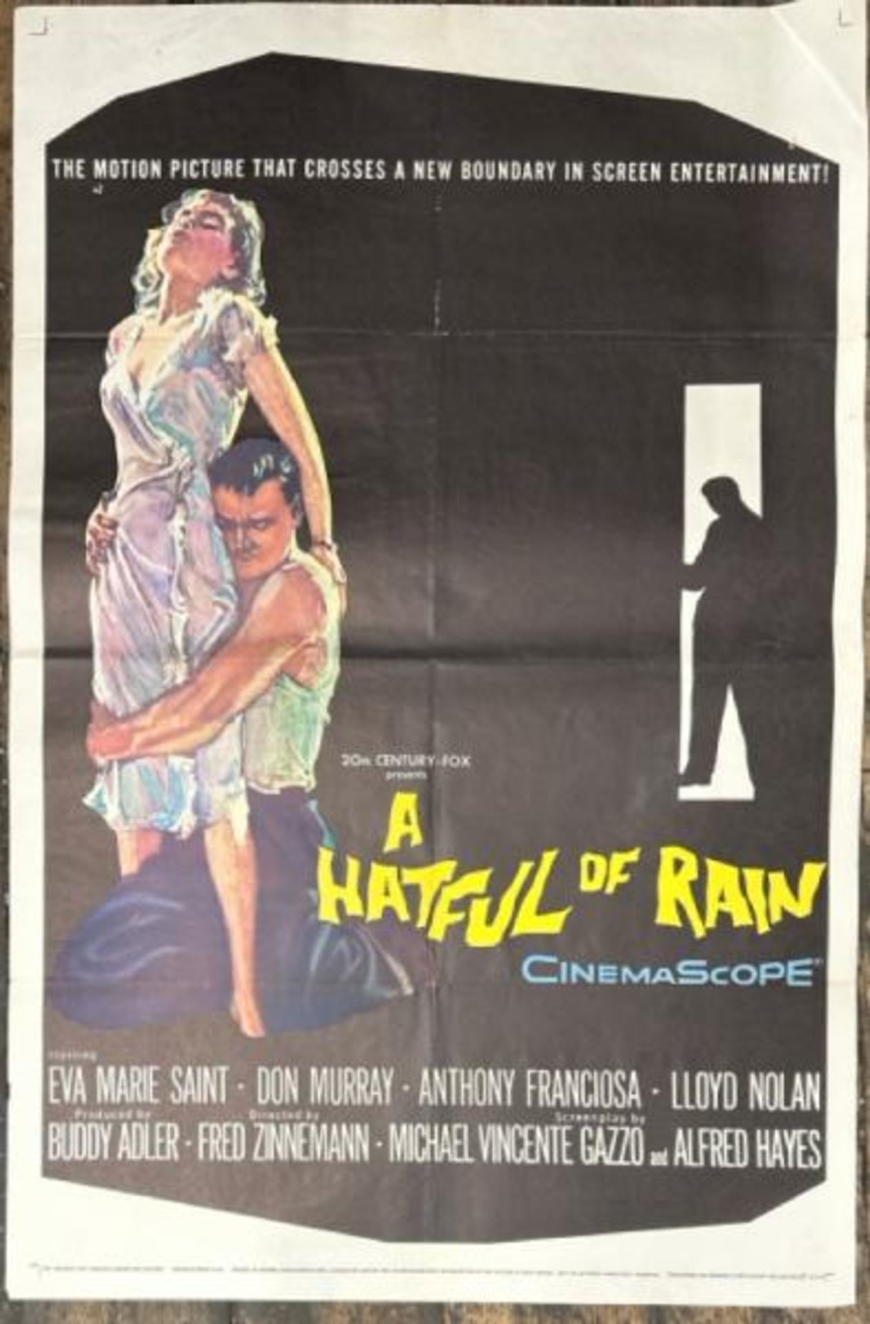 A HATFUL OF RAIN, ORIGINAL FILM POSTER, 57/273, 68.5CM W X 104CM H