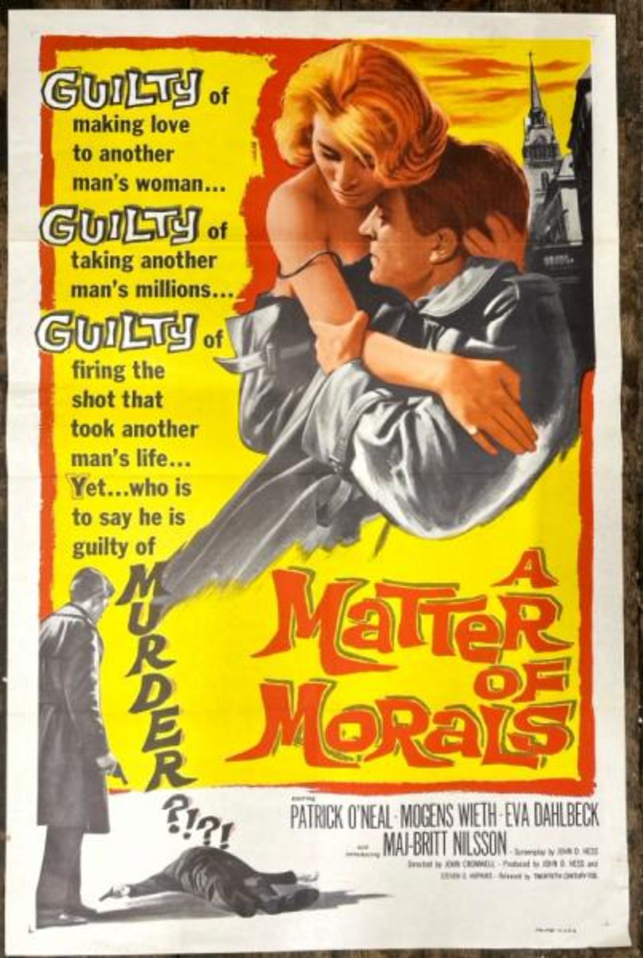A MATTER OF MORALS, ORIGINAL FILM POSTER, PRINTED IN THE USA, 68.5CM W X 104.5CM H