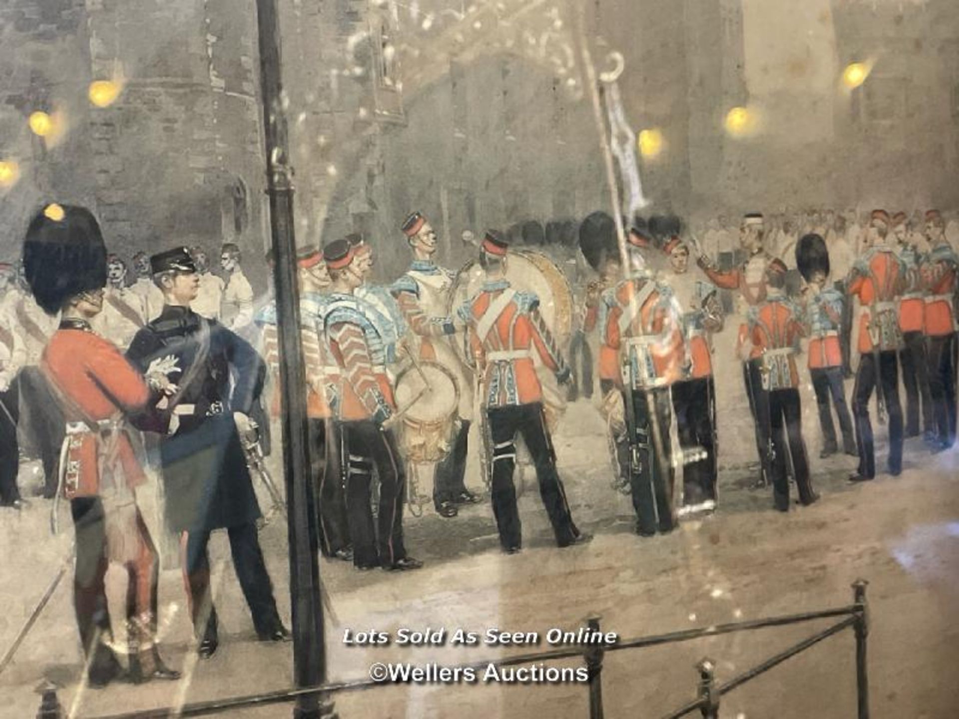 GUARDS REGIMENTAL BAND, FRAMED AND GLAZED LITHOGRAPH BY EDOUARD DETAILLE, 67 X 46CM - Image 3 of 4