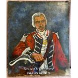 OIL ON CANVAS DEPICTING AN AMERICAN MILITARY GENTLEMAN (APPEARS TO BE AN OVERPAINTED PICTURE), 50