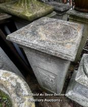 PAIR OF COMPOSITION WEATHERED PEDESTALS, THIS LOT IS LOCATED AWAY FROM THE AUCTION SITE, TO VIEW