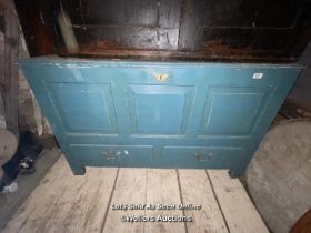 18TH CENTURY BLUE PAINTED MULE CHEST, 129 X 52 X 78CM