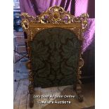 LARGE AND IMPRESSIVE FIRE SCREEN, ITALIAN ORIGIN, WITH EXTENSIVE CARVING AND GILDING, 88 X 40 X