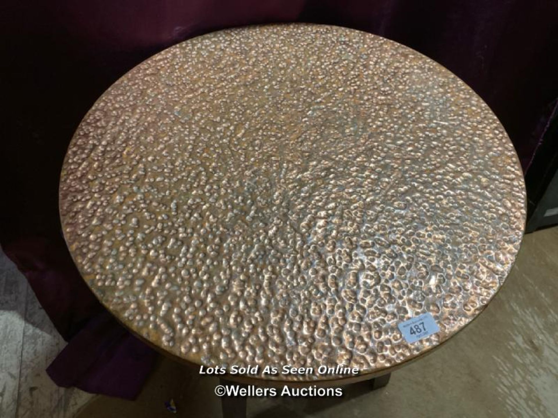 1930'S HAMMERED COPPER TOP TABLE, 60CM X 74CM - Image 2 of 3