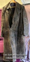 VINTAGE LONG LEATHER MILITARY COAT