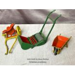DINKY SUPERTOYS GARDEN PUSHALONG LAWN MOWER WITH ROLLER, TOGETHER WITH A DINKY DIE CAST