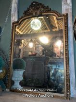 19TH CENTURY FRENCH GILT OVERMANTLE MIRROR WITH ORIGINAL PLATE, 126 X 180CM