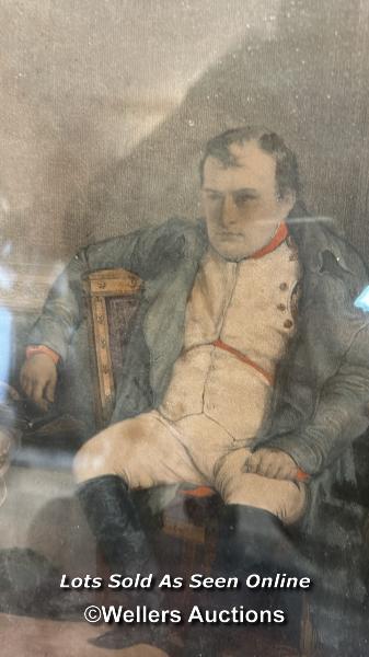 18TH CENTURY FRAMED AND GLAZED PRINT DEPICTING DISGRUNTLED NAPOLEON, 24.5 X 32.5CM - Image 2 of 3