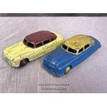 TWO DINKY HUDSON SEDAN DIE CAST CARS, ONE BLUE AND ONE CREAM