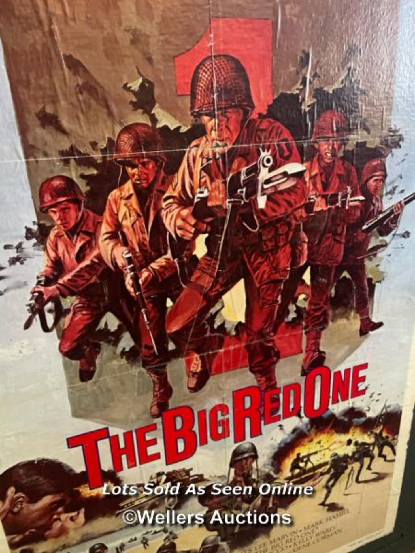 'THE BIG RED ONE' FILM POSTER, 1960'S PASTED ONTO BOARD FOR THEATRICAL USE, POSTER SIZE 59 X 104CM - Image 2 of 2