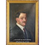 FRAMED OIL ON BOARD PORTRAIT OF A GENTLEMAN, 15 X 52CM