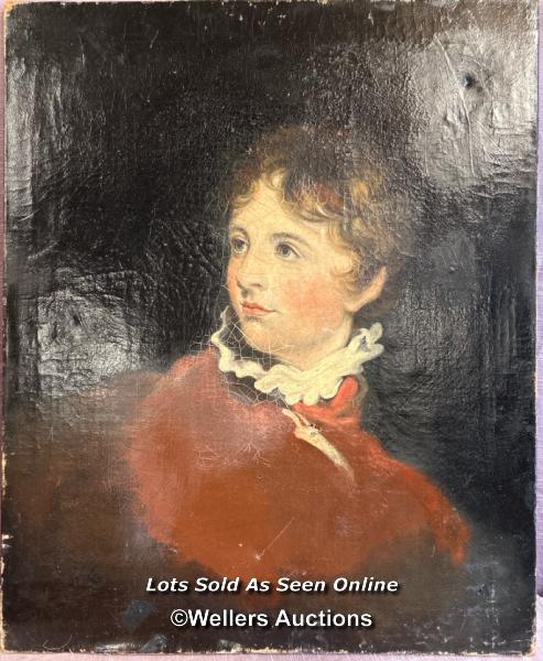 AFTER JOSHUA REYNOLDS, OIL ON CANVAS DEPICTING A PORTRAIT OF A YOUNG LADY, UNSIGNED, 50 X 61CM