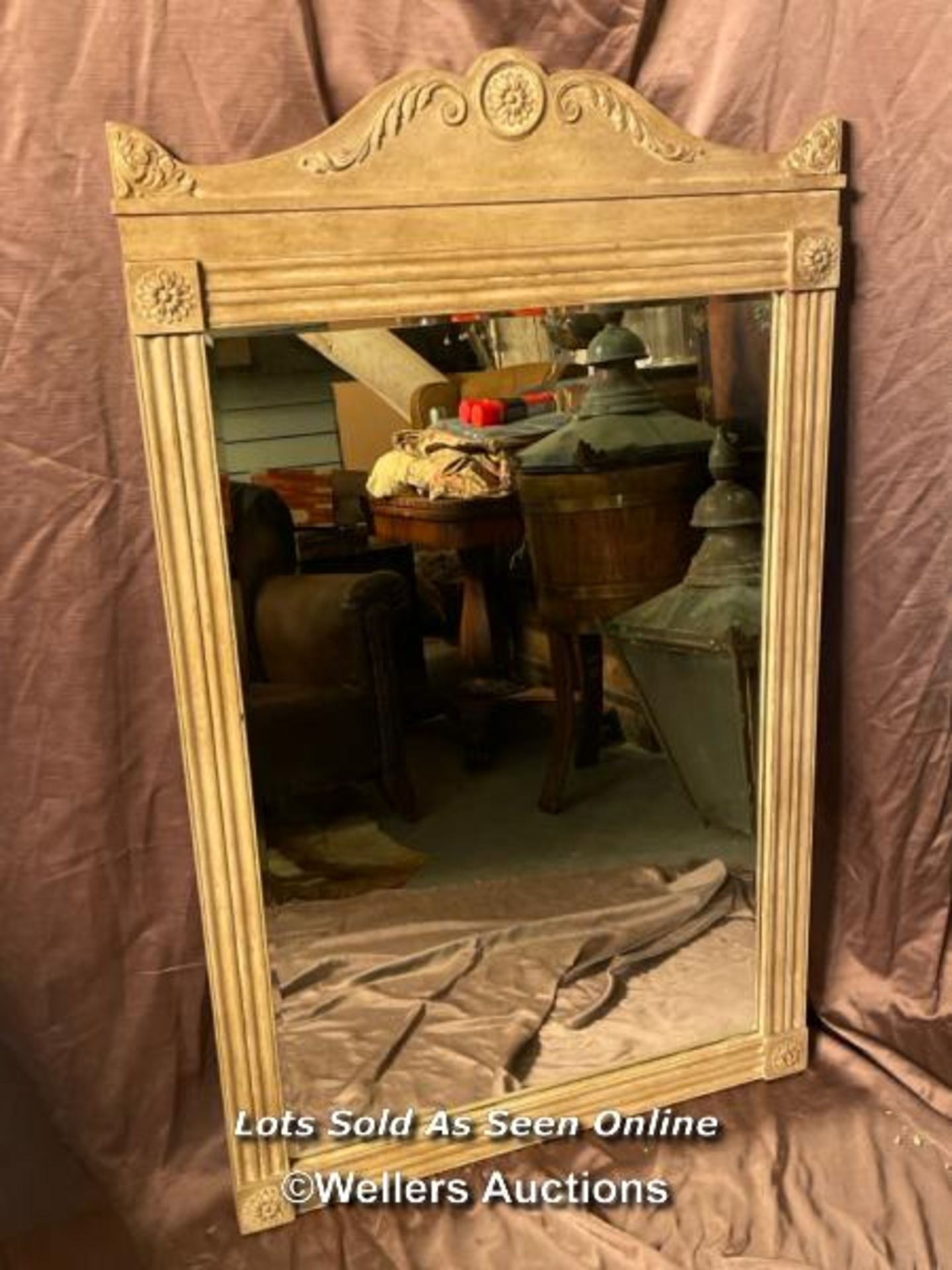 WHITE PAINTED LOUIS PHILIPPE STYLE, 20TH CENTURY MIRROR, 76.5 X 126CM