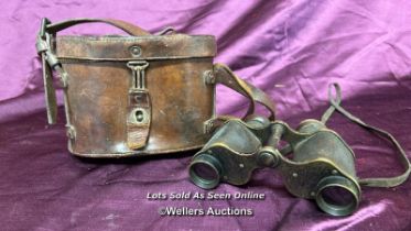 WORLD WAR ONE PRIVATE PURCHASE BINOCULARS, CARRY CASE INSCRIBED 'CASE NO.3 PRISMATIC BINOCULAR, J.B.