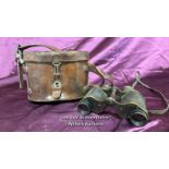 WORLD WAR ONE PRIVATE PURCHASE BINOCULARS, CARRY CASE INSCRIBED 'CASE NO.3 PRISMATIC BINOCULAR, J.B.