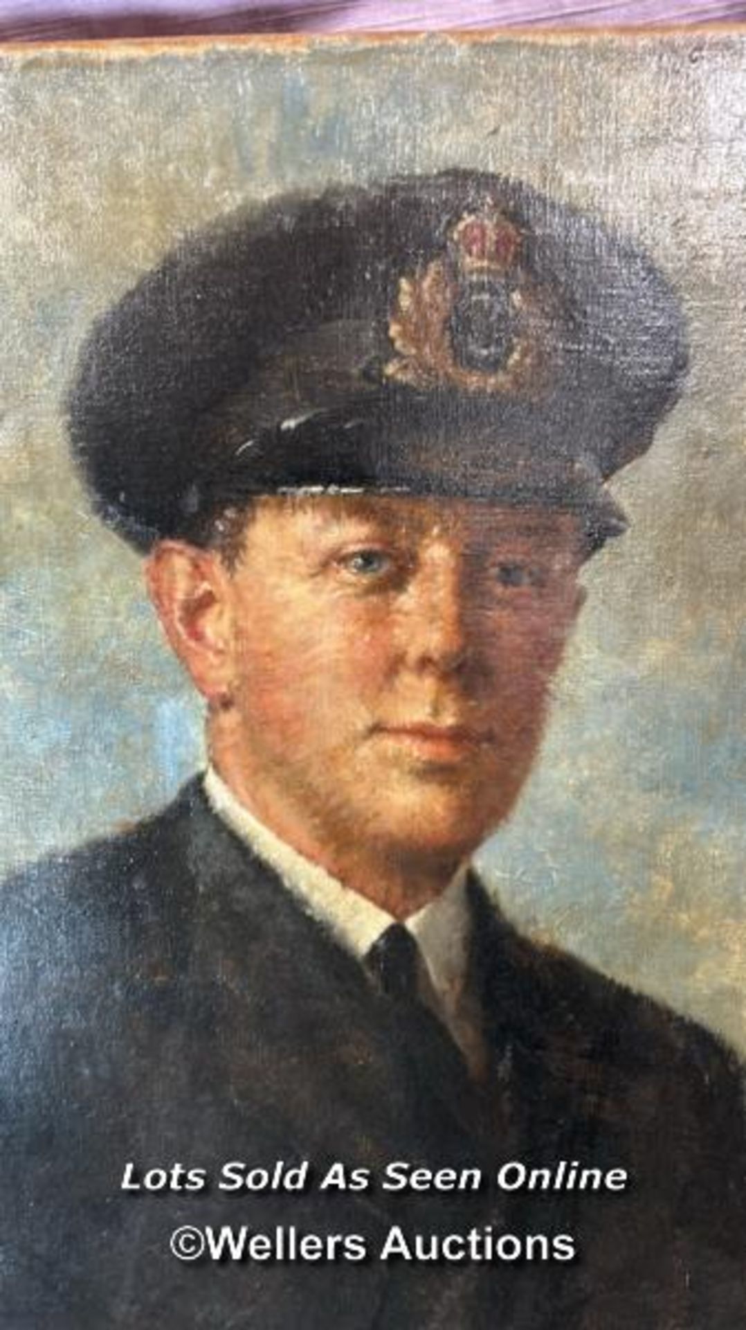 OIL ON CANVAS BY H. RIDDLE, DEPICTING NAVAL OFFICER, 61 X 51CM - Image 2 of 4