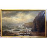 VERY LARGE FRAMED 19TH CENTURY OIL ON CANVAS SEASCAPE BY GEORGE HENRY JENKINS (1813-1914), 159.5 X