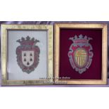 TWO FLORENTINE TAPESTRY FRAMED FAMILY CRESTS