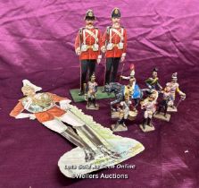 COLLECTION OF 19TH CENTURY PAPER DECOUPAGE SOLDIERS AND SEVEN FRENCH DRAGOON LEAD SOLDIERS