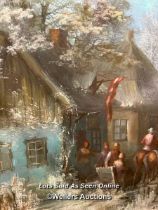 OIL PAINTING DEPICTING A VILLAGE SCENE