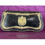 ORIGINAL LEATHER FASCIST SPANISH OFFICERS CROSS BELT POUCH. COAT OF ARMS DEPICTING THE DICTATOR