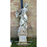 MARBLE DI LATTE FOUNTAIN CLASSICAL MAIDEN FIGURE ON PLINTH, TOTAL HEIGHT 200CM, PLINTH HEIGHT 59CM,