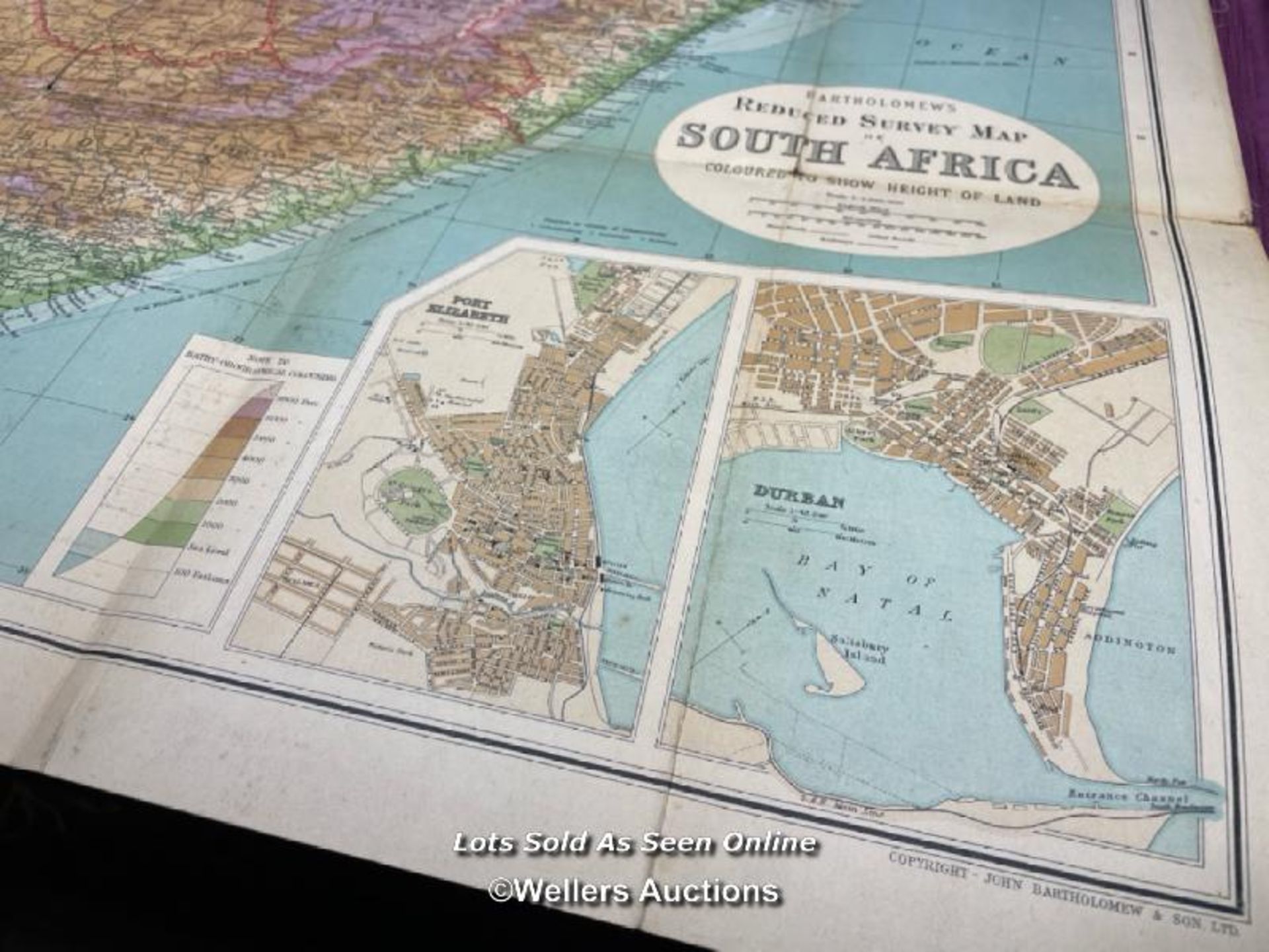 BARTHOLOMEW'S REDUCED SURVEY MAP OF SOUTH AFRICA - Bild 4 aus 4