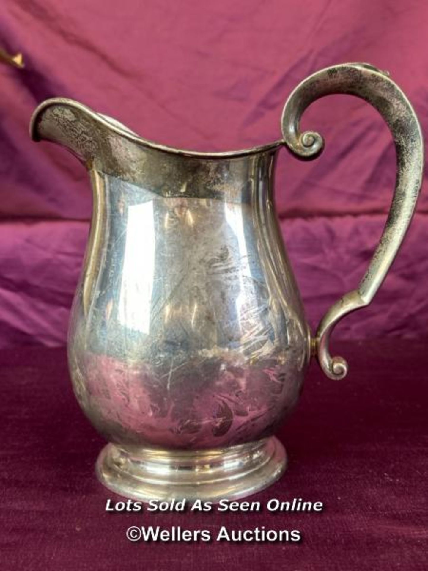 A PRESENTATION SILVER PLATED WATER JUG, ENGRAVED 'PATRICK T. SEXTON, 25TH ANNIVERSARY 1956, GREAT