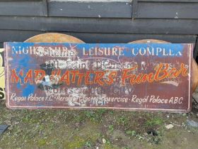 VINTAGE MAD HATTERS FUN BAR METAL SIGN, 95CM (H) X 260CM (L)