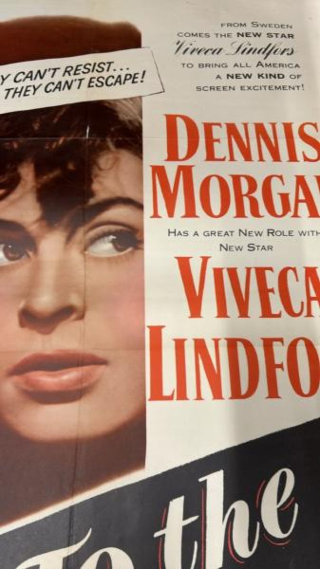 TO THE VICTOR STARRING DENNIS MORGAN, ORIGINAL FILM POSTER, 48/847, MADE IN THE USA, 68.5CM X 105CM - Image 4 of 4
