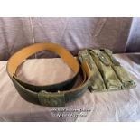 WW2 PATTERN GERMAN LEATHER BELT WITH CLASP AND MP40 MAGAZINE POUCH (RE-ENACTMENT)