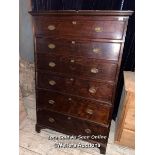 19TH CENTURY CHEST OF SIX GRADUATED DRAWERS IN MAHOGANY, SOME MOULDINGS MISSING, 112 X 56 X 170CM