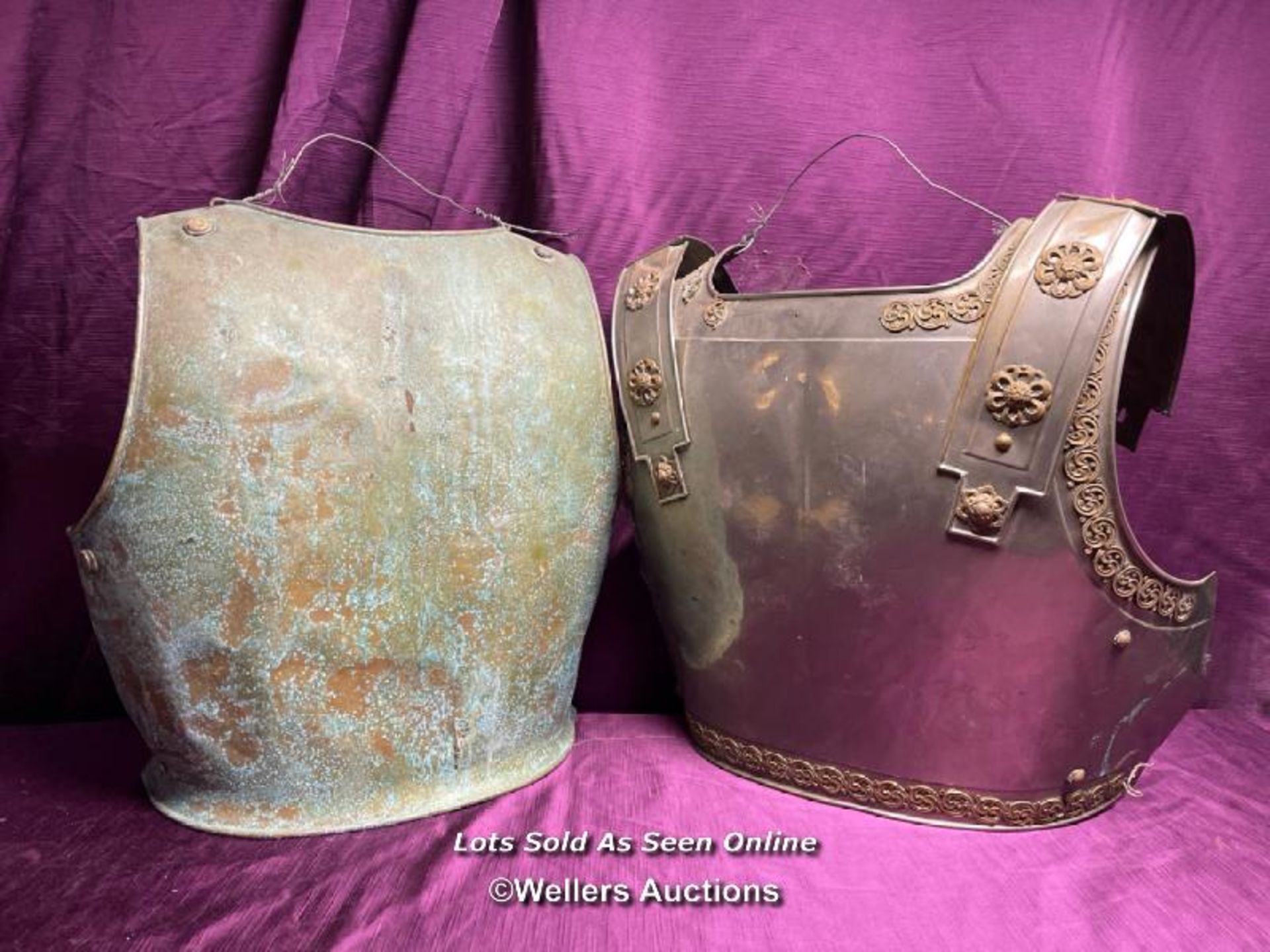 TWO 20TH CENTURY THEATRICAL BREAST PLATES