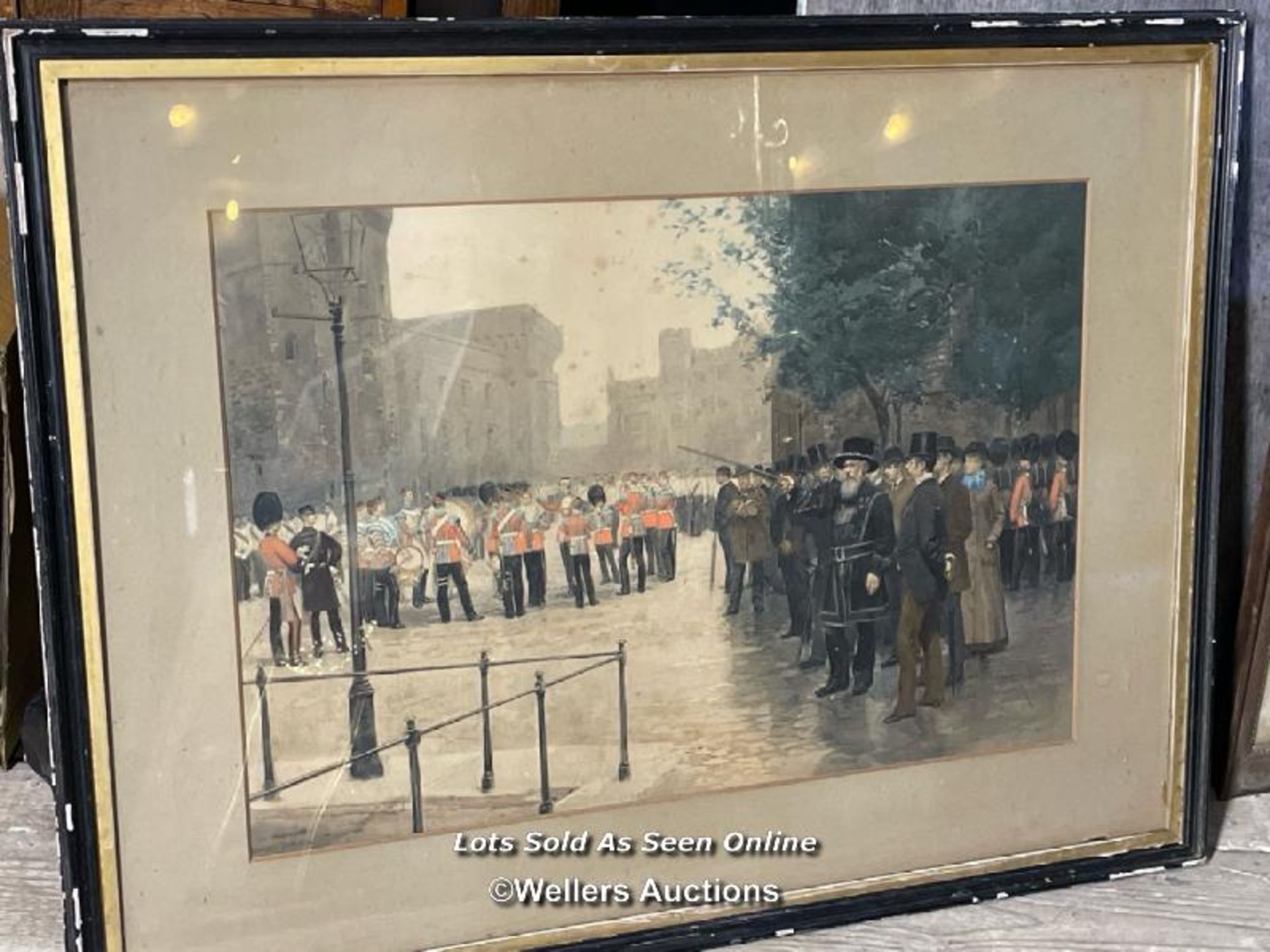 GUARDS REGIMENTAL BAND, FRAMED AND GLAZED LITHOGRAPH BY EDOUARD DETAILLE, 67 X 46CM - Image 2 of 4