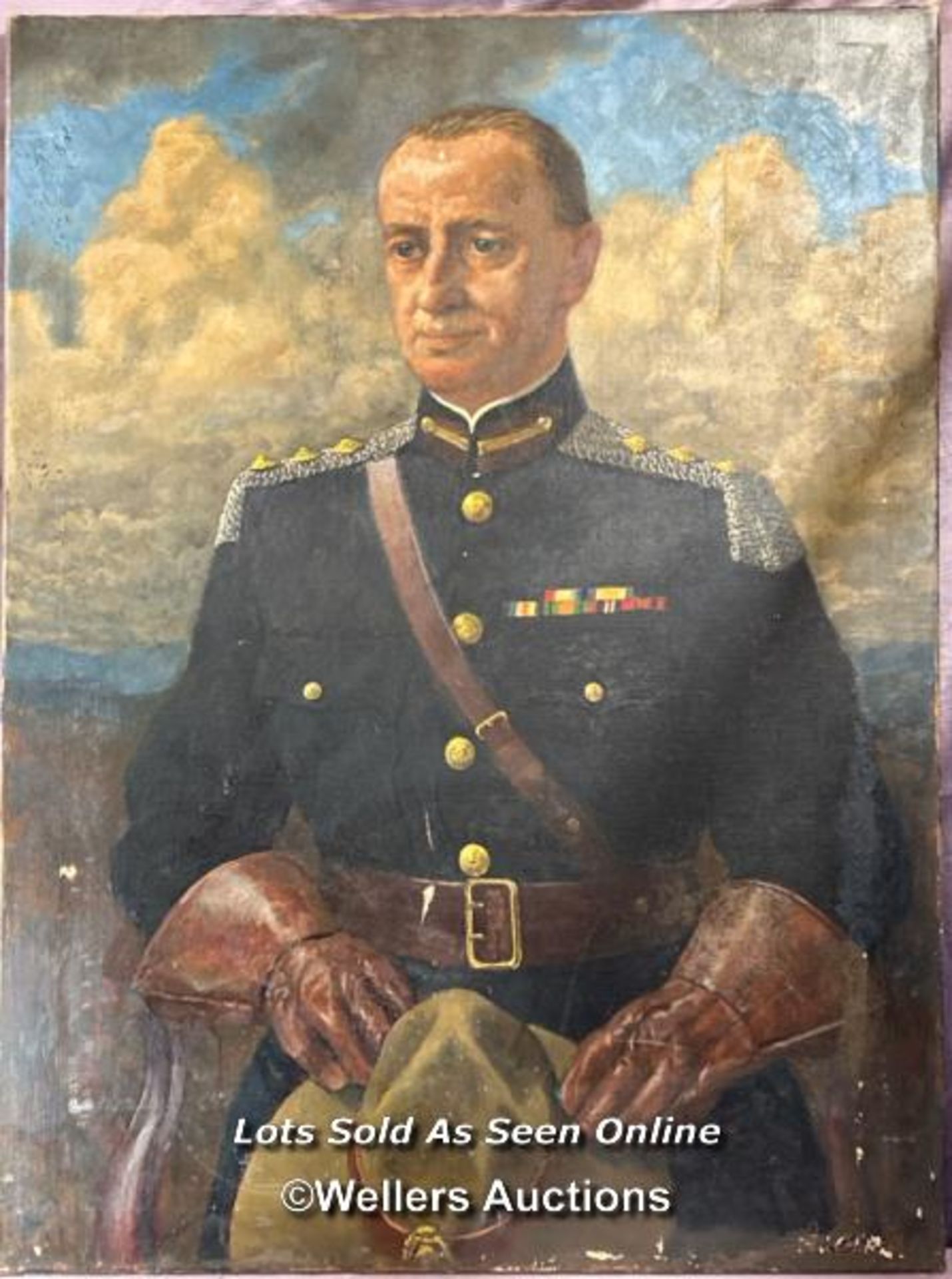 OIL ON CANVAS DEPICTING A PORTRAIT OF L. BUSTLELL-RAWLINGS, IN THE UNIFORM OF THE LEGION OF