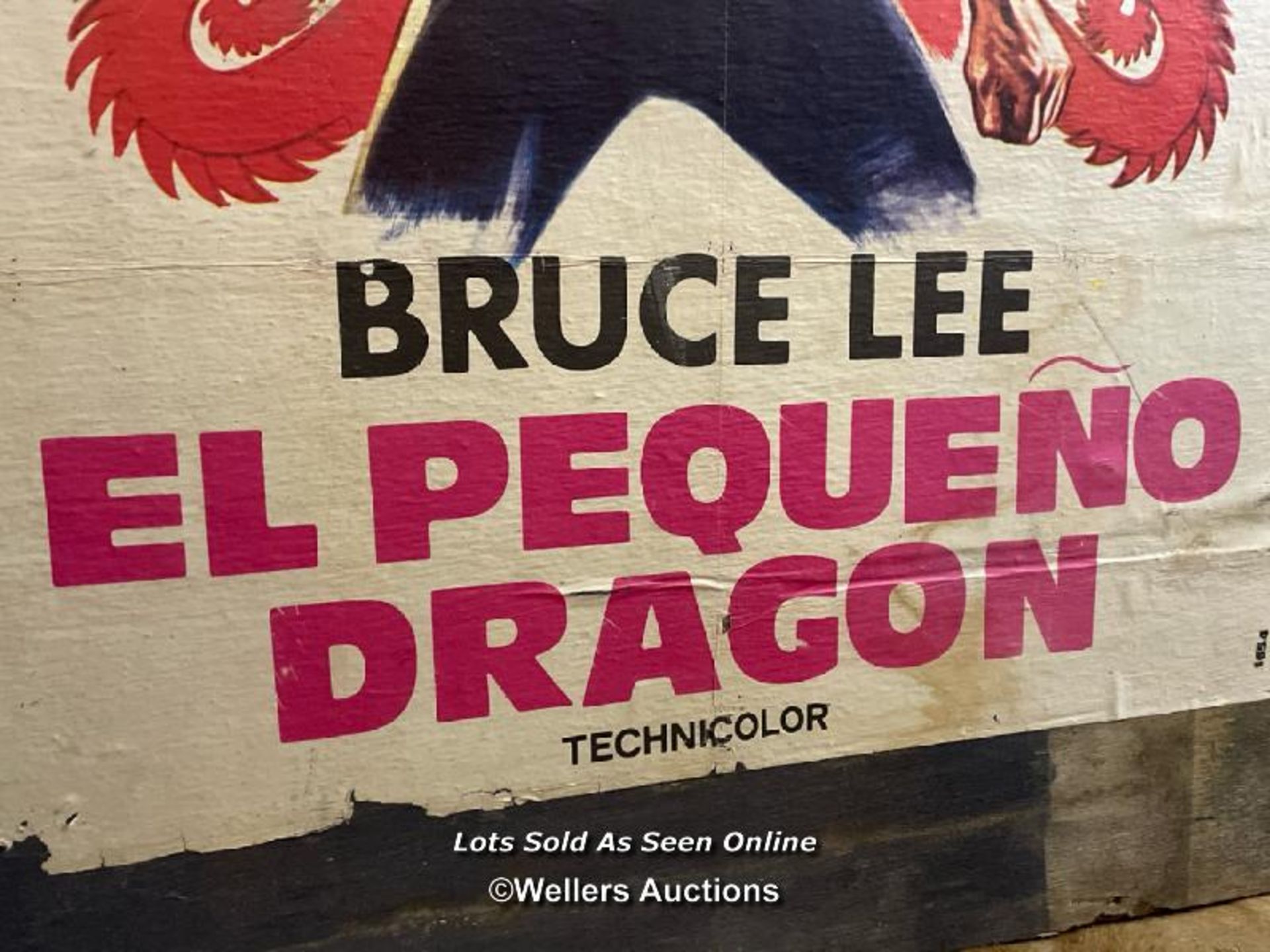'EL PEQUENO DRAGON' BRUCE LEE FILM POSTER, PASTED ONTO BOARD FOR THEATRICAL USE, POSTER SIZE 70 X - Bild 2 aus 4