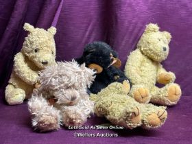 FIVE VINTAGE SOFT TOYS INC. COLLECTIBLE TY, CLASSIC POOH, HOUSE OF VALENTINA COLLECTION