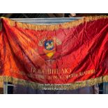 SOVIET UNION TWO SIDED PROPOGANDA SILK BANNER, 190 X 100CM