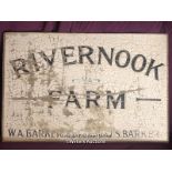 'RIVERNOOK FARM' PAINTED SIGN, 93.5 X 62.6CM