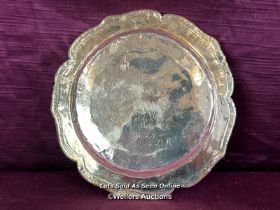HAND HAMMERED SILVER DISH, (SILVER FROM THE ANDES, PERU) WITH INSCRIPTION ON REVERSE 'BLYTH WITH