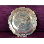 HAND HAMMERED SILVER DISH, (SILVER FROM THE ANDES, PERU) WITH INSCRIPTION ON REVERSE 'BLYTH WITH