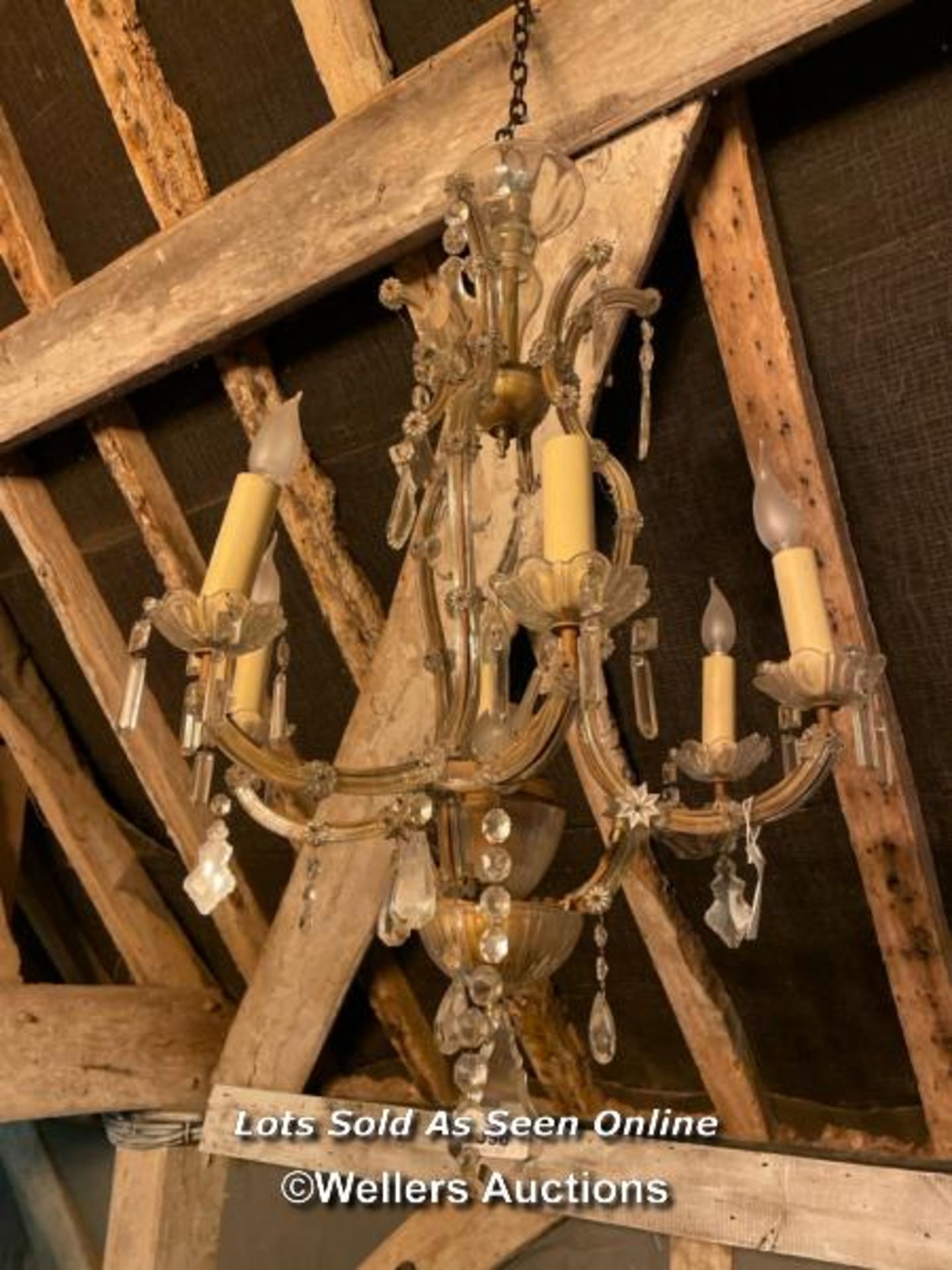 EARLY 20TH CENTURY ITALIAN CHANDELIER, FOR RESTORATION, DIAMETER 6CM X HEIGHT 86CM