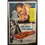 'THE DEVIL MAKES THREE' GENE KELLY FILM POSTER, PASTED ONTO BOARD FOR THEATRICAL USE, POSTER SIZE 69