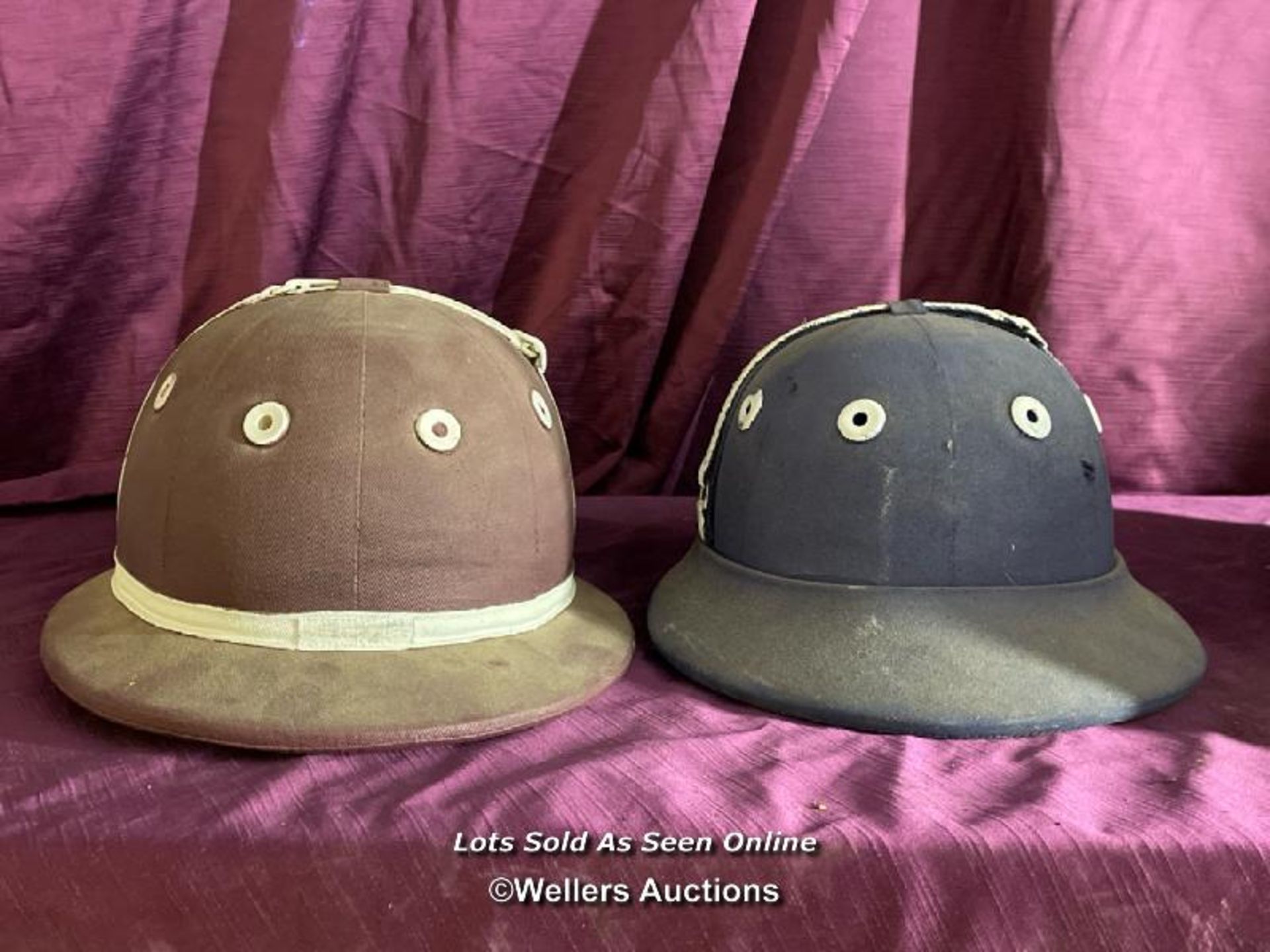 PAIR OF VINTAGE POLO HELMETS, FOR DISPLAY