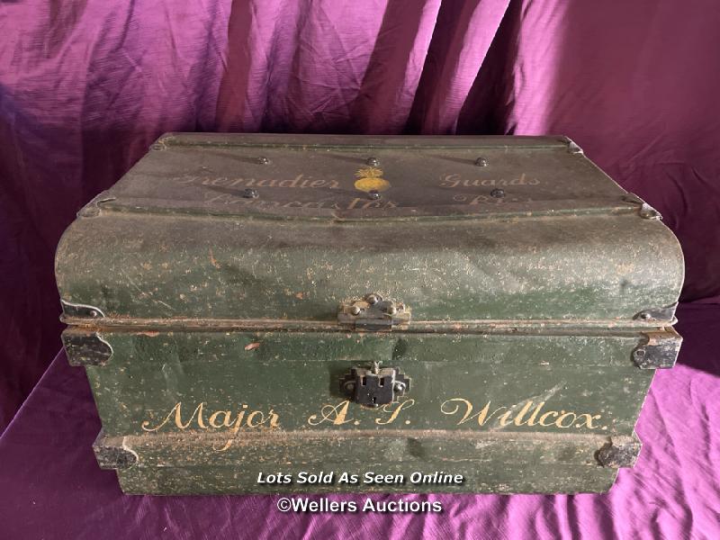 19TH CENTURY TRAVEL TRUNK MAJOR A.J. WILCOX, SERVICE NUMBER 47110, GRENADIER GUARDS, LANCASTER - Image 2 of 6