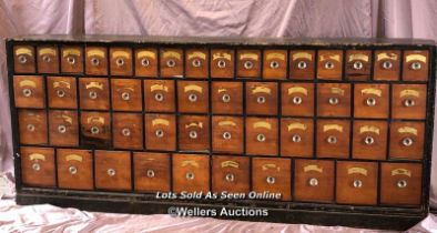 LARGE OAK APOTHECARY DRESSER WITH FIFTY DRAWERS, 208 X 26 X 89CM