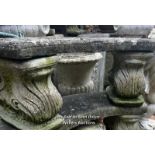 WELL WEATHERED COMPOSITION STONE CURVED BENCH, THIS LOT IS LOCATED AWAY FROM THE AUCTION SITE, TO