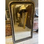 19TH CENTURY LOUIS PHILLIPE MIRROR WITH ORIGINAL PLATE AND SILVER GUILDED FRAME, 148CM (H) X 86CM (